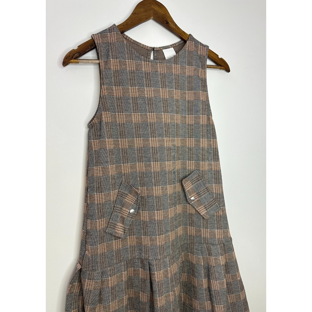 NWT Zara Kids Plaid Drop Waist Sleeveless Dress Girls 13 / 14 School Preppy - Picture 3 of 14